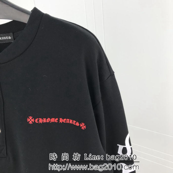 Chrome hearts 克羅心 Matty塗鴉 銀色十字紐扣 發泡印花圖案 加厚長袖 情侶款 ydi1434